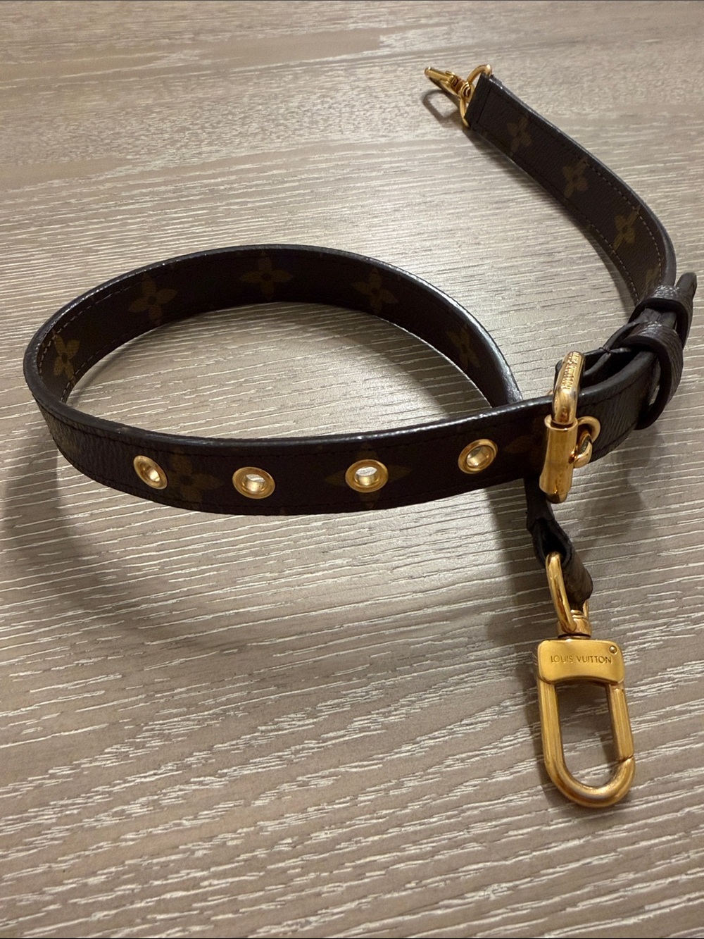 Louis Vuitton Monogram Key/Card Holder Strap in Dark Brown with Gold Hardware